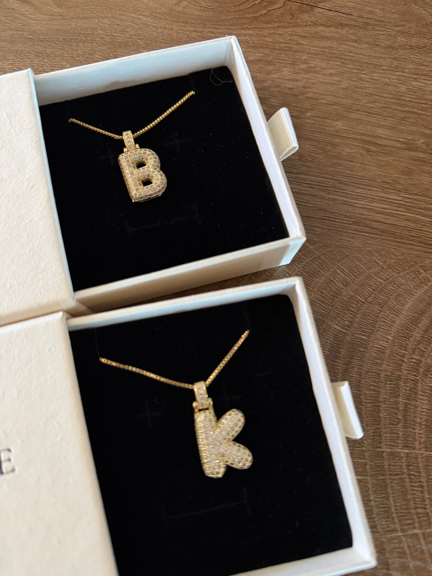 Bubble initial necklace